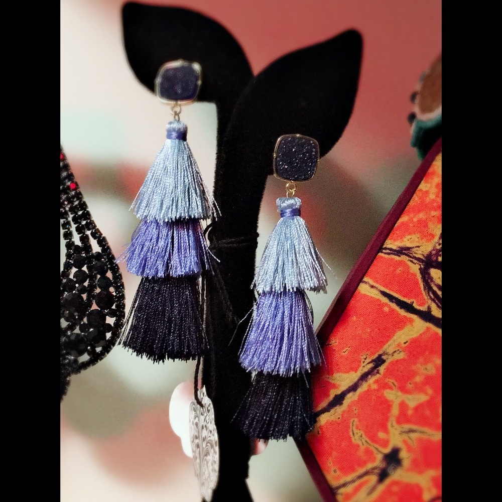 Druzy and Tassel Earrings